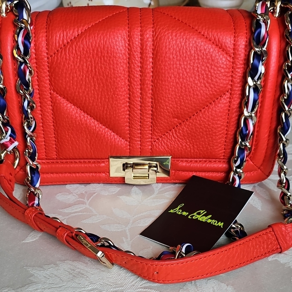 Sam Edelman Mira Red Shoulder Bag with Chain Strap